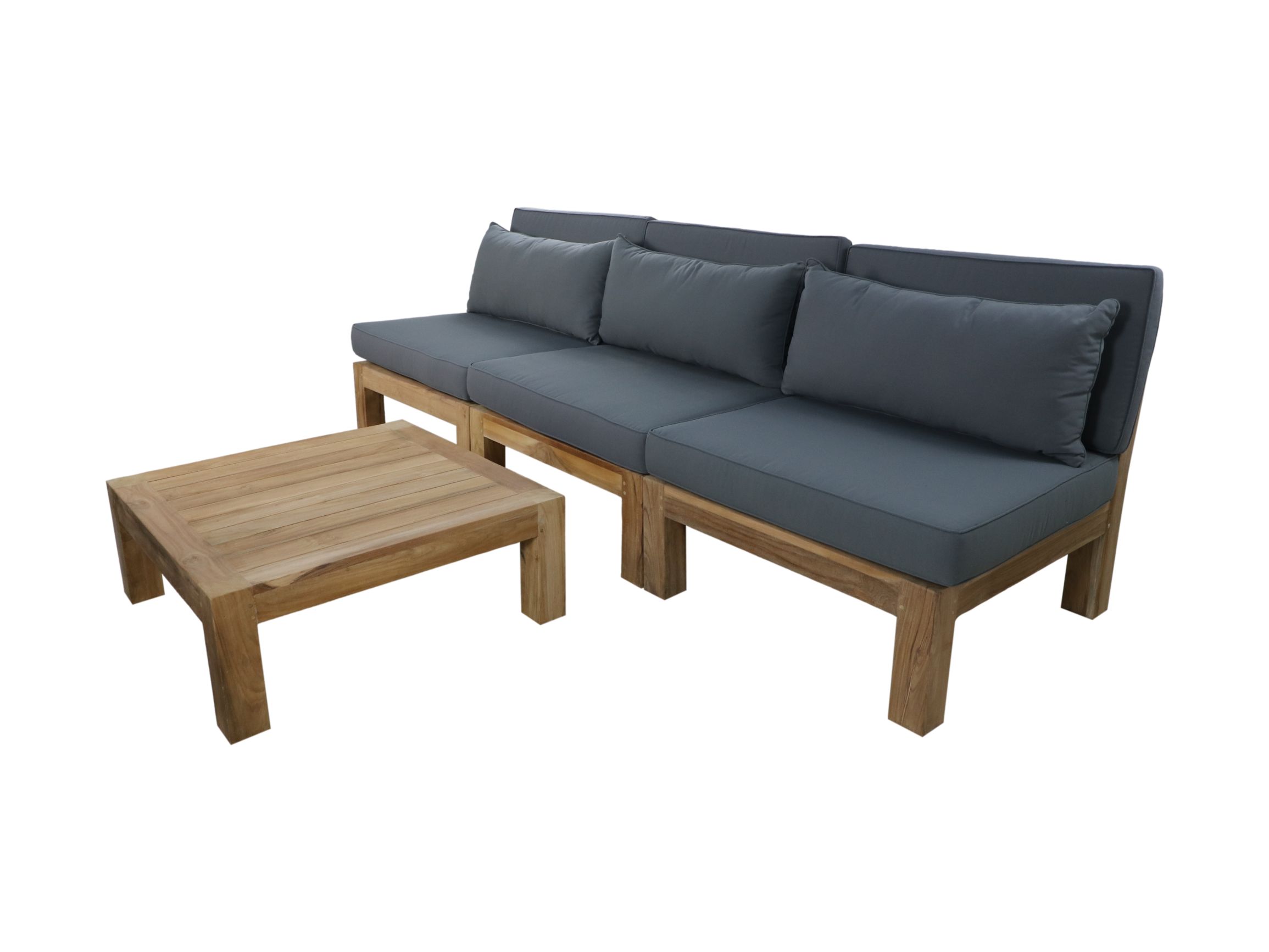 Garden lounge set modular Aruba (incl. cushions) - Natural - Teak - 4-piece